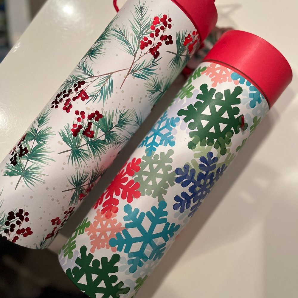 Christmas Wine Carriers / Holiday Decorative Containers Set of 2 (New)